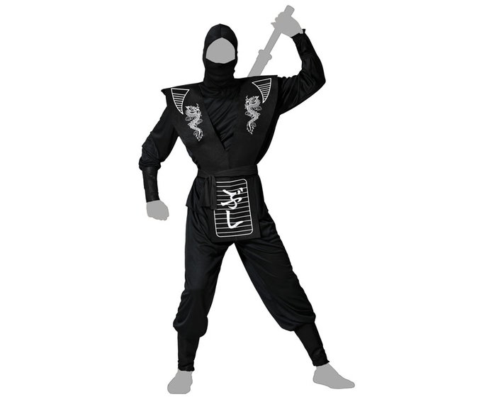 Disfraz Ninja Hombre Negro XS-S