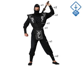 Disfraz Ninja Hombre Negro XS-S