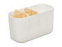 BERILO Organizador de Cosméticos de Plástico y Bambú con 5 Huecos, Blanco-Bambu