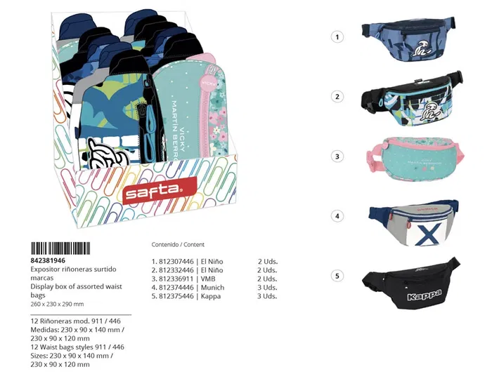 Safta Riñonera Expositor de 12 Unidades Surtidas 290x260x230 mm Safta Riñonera Expositor de 12 Unidades Surtidas 290x260x230 mm