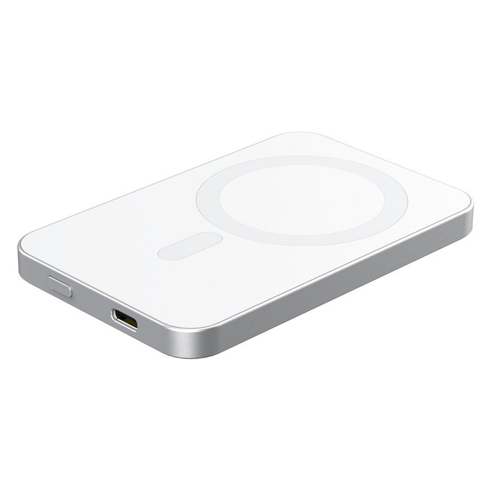 RealPower Powerbank PB-5000 MAG, 5000 mAh, Carga Inalámbrica 15W, Compatible MagSafe, Plata