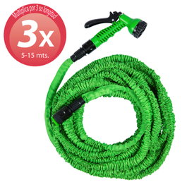 WOLFPACK LINEA PROFESIONAL Manguera Extensible de 5 a 15 Metros con Pistola de 7 Posiciones