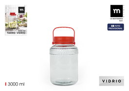 La Mediterranea Tarro de Vidrio con Tapa y Asa 3000 ml (16x16x23.9 cm) (6 Unidades)