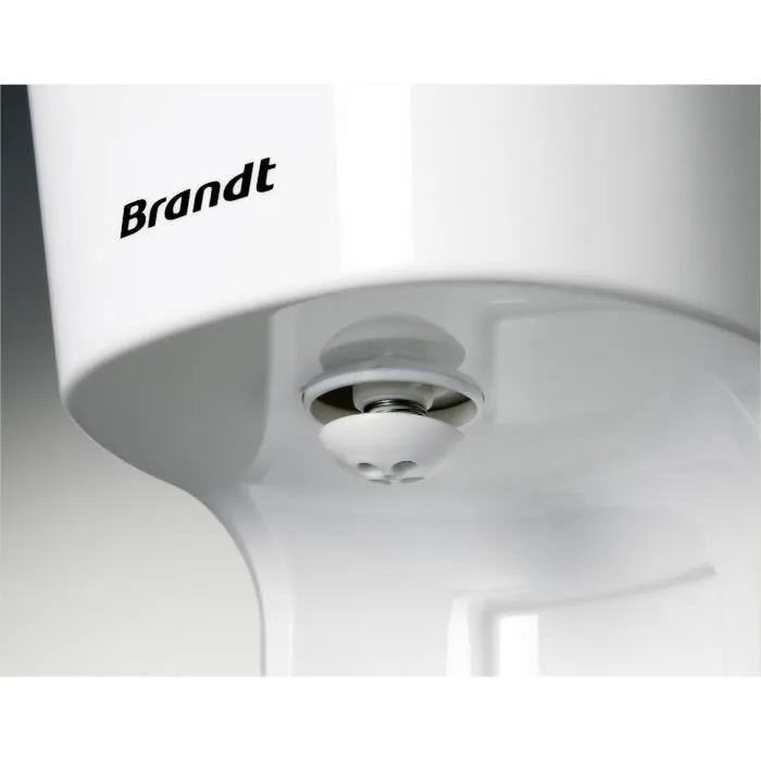 Brandt CAF1318S Cafetera con filtro, 1100W, 18 tazas, jarra de vidrio, placa caliente 40 min, blanco y plata