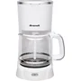 Brandt CAF1318S Cafetera con filtro, 1100W, 18 tazas, jarra de vidrio, placa caliente 40 min, blanco y plata