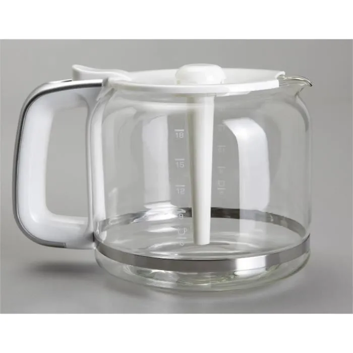 Brandt CAF1318S Cafetera con filtro, 1100W, 18 tazas, jarra de vidrio, placa caliente 40 min, blanco y plata
