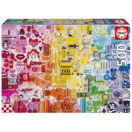 Educa Puzzle 500 Piezas Collage de Colores - Puzzle Adulto en Español, Francés, Inglés, Portugués para +11 Años