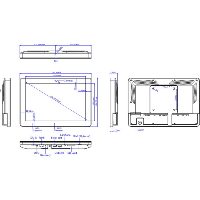ALLNET Tablet Meetingraum 10 Zoll RK3568 Android 11 NFC/RFID Schwarz