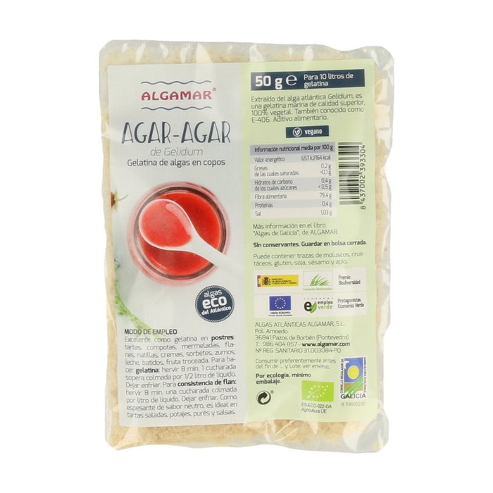 Algamar Agar Agar Copos 50 gramos - Gelatina marina 100% vegetal Algamar Agar Agar Copos 50 gramos - Gelatina marina 100% vegetal