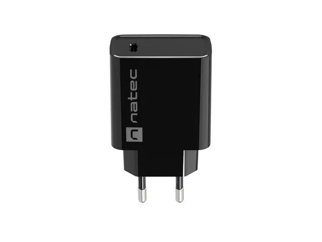 Natec Ribera Cargador USB-C 20W Power Delivery Quick Charge 3.0 con PPS, Compatible Universal, Carga Rápida, Negro