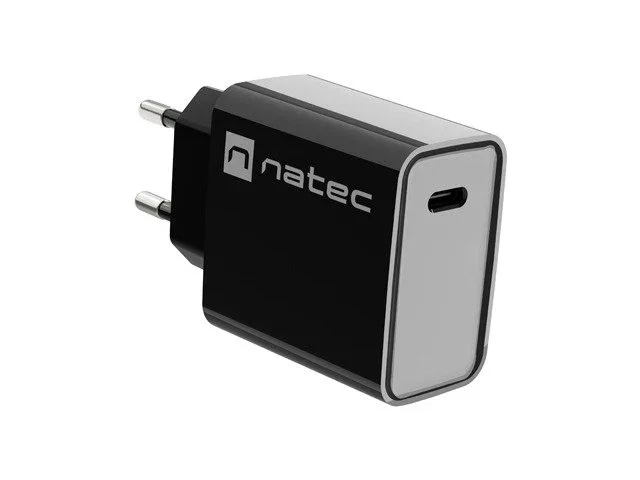 Natec Ribera Cargador USB-C 20W Power Delivery Quick Charge 3.0 con PPS, Compatible Universal, Carga Rápida, Negro