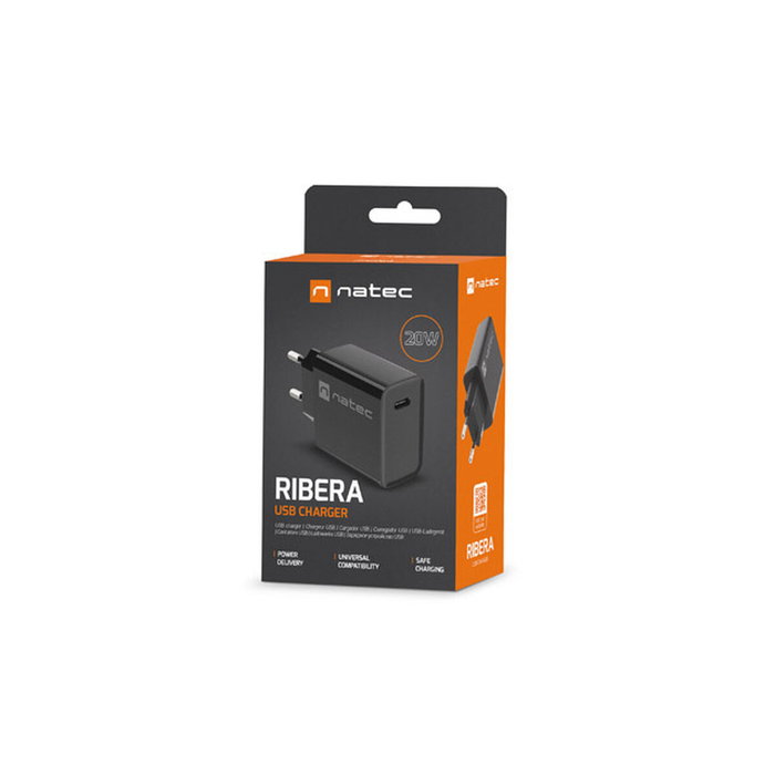 Natec Cargador Ribera USB-C 20W Negro
