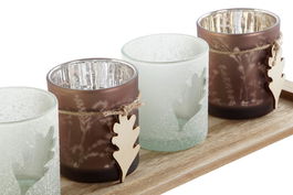 DKD Home Decor Set de 5 Portavelas Marron Cristal MDF 14 x 2 x 36 cm