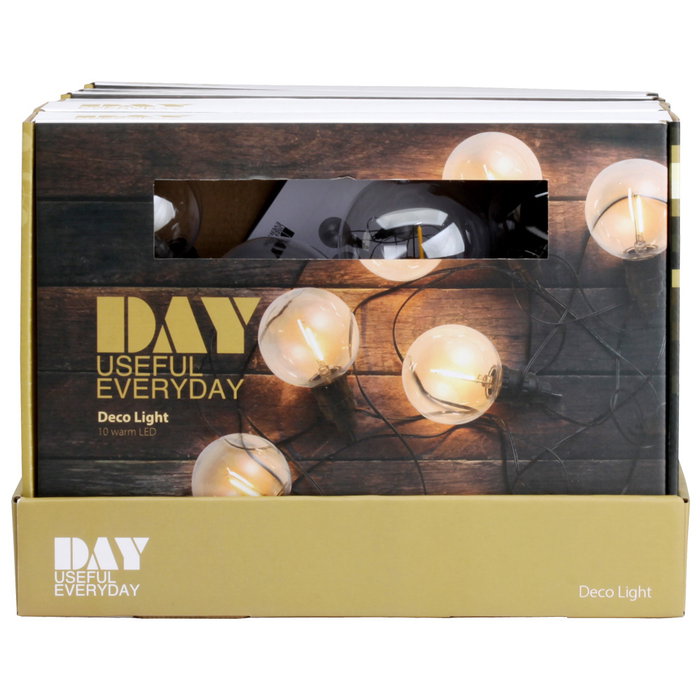 Day Guirnalda 10 LEDs Luz Cálida Con Temporizador IP44 para Exteriores 7.5m