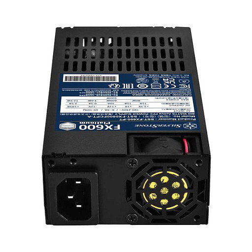 Silverstone FX600 Platinum - Fuente de alimentación 600W 80 Plus Platinum, Flex ATX, 2x PCIe 6+2 pines, Cableado no modular, color Negro, SST-FX600-PT