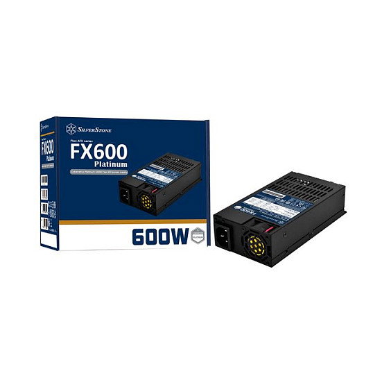 Silverstone FX600 Platinum - Fuente de alimentación 600W 80 Plus Platinum, Flex ATX, 2x PCIe 6+2 pines, Cableado no modular, color Negro, SST-FX600-PT