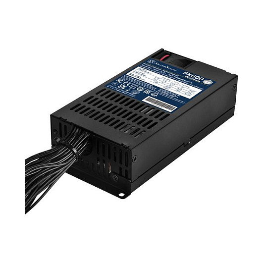 Silverstone FX600 Platinum - Fuente de alimentación 600W 80 Plus Platinum, Flex ATX, 2x PCIe 6+2 pines, Cableado no modular, color Negro, SST-FX600-PT
