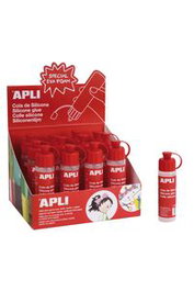 APLI PAPER Expositor 12 botes de cola de silicona 25ml