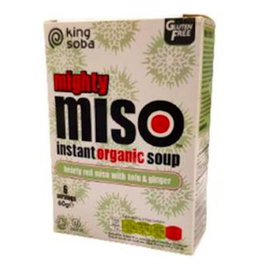 KING SOBA Sopa Miso Tofu y Jengibre Instantánea Bio Sin Gluten 6 Sobres x 10g