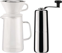 Alessi KT01SET Set de 2 Piezas para Café de Goteo Lento con Jarra y Molinillo, Diseño Minimalista