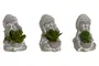 DKD Home Decor Surtido de 3 Figuras de Budha en Cemento y PE