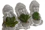 DKD Home Decor Surtido de 3 Figuras de Budha en Cemento y PE