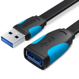 Vention Cable Alargador USB 3.0 Vas-A13-B300 USB Macho Hembra Plano 3m Negro Azul, Conectores Chapados en Oro