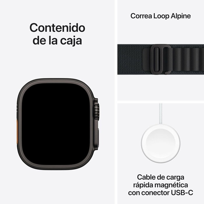 Apple Watch Ultra 3 GPS + Cellular 49mm Caja de Titanio Negro con Correa Loop Alpine Negra M