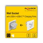 DeLOCK Enchufe de pared con 2 puertos USB (1x USB-A + 1x USB-C PD 3.0 18W) Blanco