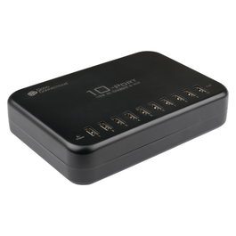 GoodConnections Estación de Carga USB de Sobremesa 120W 10 Puertos USB-A 5V 2.4A Negra con Cable 1.5m PCA-D002S