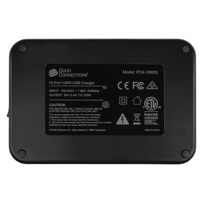 GoodConnections Estación de Carga USB de Sobremesa 120W 10 Puertos USB-A 5V 2.4A Negra con Cable 1.5m PCA-D002S GoodConnections Estación de Carga USB de Sobremesa 120W 10 Puertos USB-A 5V 2.4A Negra con Cable 1.5m PCA-D002S