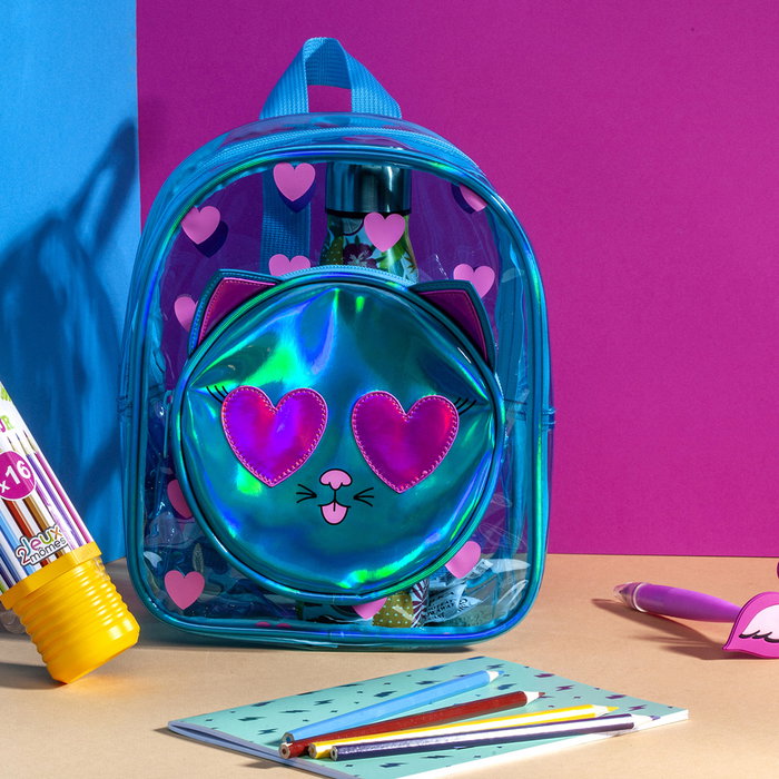 The Concept Factory Mochila Infantil Gato Transparente PVC