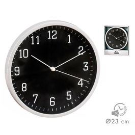 Caison Reloj de Pared Moderno Negro y Blanco de 21,5 cm de Diámetro con Números, Funciona con 1 Pila AA