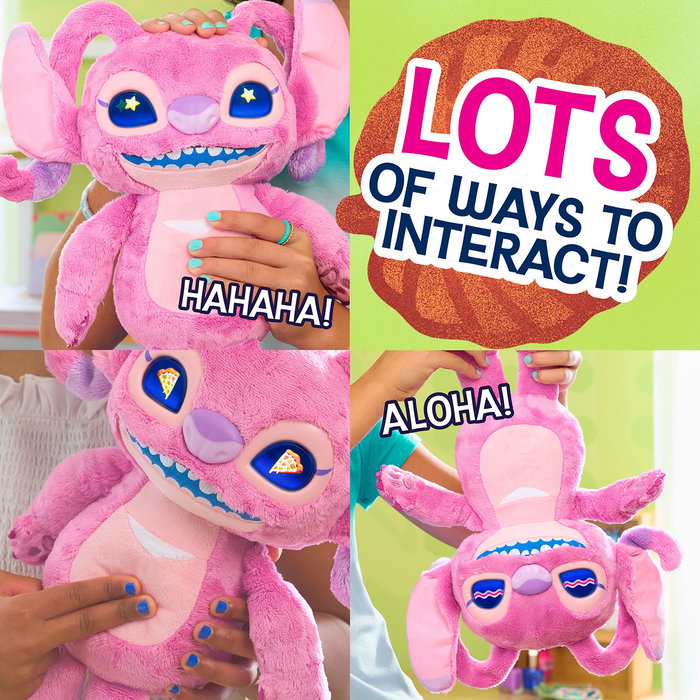 Just Play Peluche Disney Stitch Angel Many Moods, 34 cm, con Ojos LCD y Más de 50 Sonidos, Multilingüe