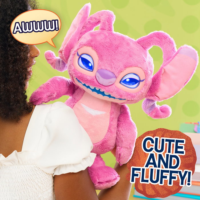 Just Play Peluche Disney Stitch Angel Many Moods, 34 cm, con Ojos LCD y Más de 50 Sonidos, Multilingüe