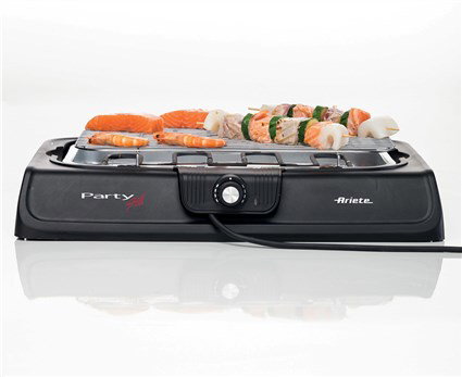 Ariete Barbacoa Eléctrica Portátil 723 con Parrilla para Carne y Verduras, Ajuste de Cocción