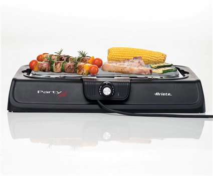 Ariete Barbacoa Eléctrica Portátil 723 con Parrilla para Carne y Verduras, Ajuste de Cocción