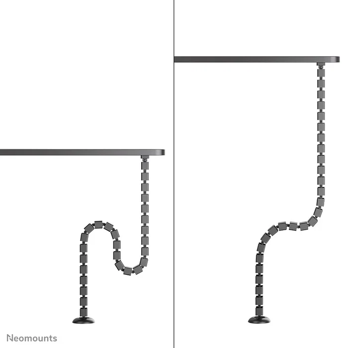 Neomounts ADS06-132BL Organizador de Cables para Escritorio, Guía con 27 Segmentos Flexibles y Fijación Magnética, Color Negro