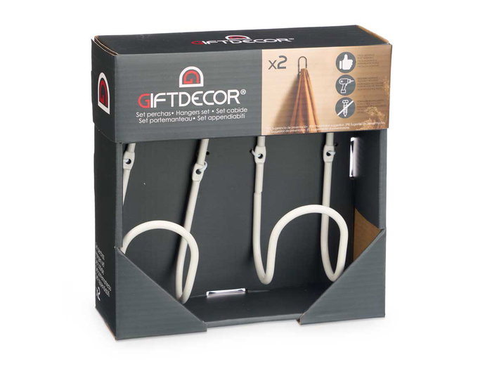 Giftdecor Set 2 Perchas Aro Blanco Metal 6 x 15.5 x 7 cm (Set de 6)