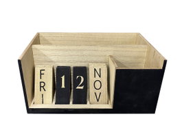 DKD Home Decor Organizador MDF Negro con Calendario