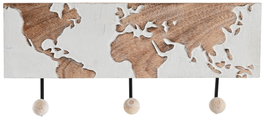DKD Home Decor Perchero Pared Colonial Marron Blanco Mango Metal 5 x 16 x 38 cm