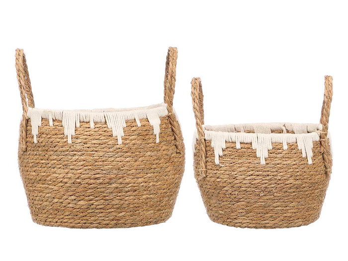 Giftdecor Set 2 Maceteros Filo Blanco Natural y Algodón 30x32x30cm (Set de 4)