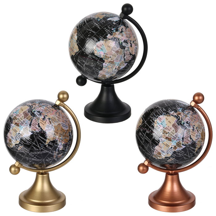 Home Deco Factory Globo Terráqueo Decorativo Colección Pour Lui 8x9x14 cm - Negro, Dorado o Cobre