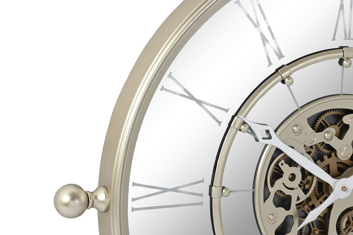 DKD Home Decor Reloj de Pared Champan Hierro Espejo 8 x 67 x 67 cm