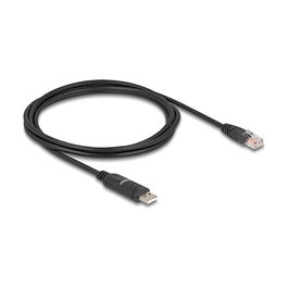 DeLOCK Adaptador USB 2.0 a RS-232 RJ45 Macho Cable 1.8 m Negro - FTDI FT232R, Soporte Windows/Linux