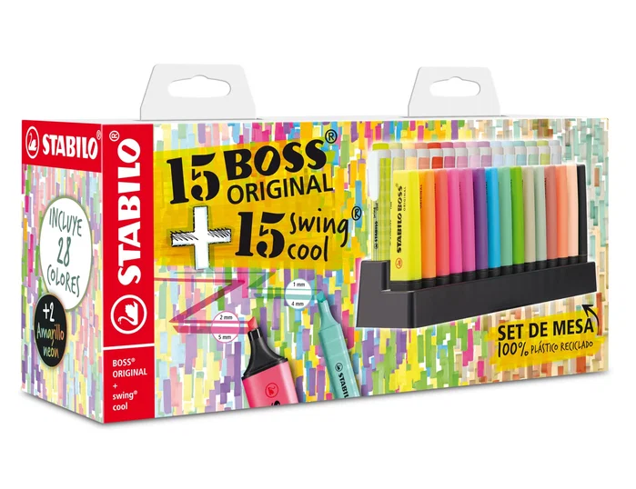 Stabilo Set de Mesa de Marcadores Fluorescentes con 15 BOSS Original y 15 Swing Cool Surtidos Stabilo Set de Mesa de Marcadores Fluorescentes con 15 BOSS Original y 15 Swing Cool Surtidos