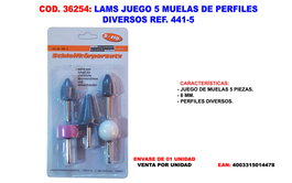 LAMS Juego 5 Muelas de Perfiles Diversos Ref 441-5