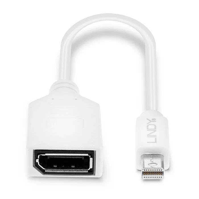 Lindy Cable adaptador Mini-DP (M)/DP (H) Premium blanco, 0,15 m