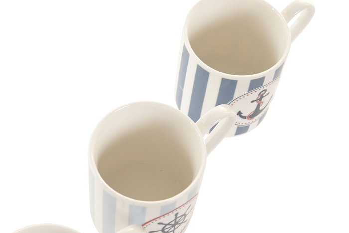 DKD Home Decor Taza Atlantico Azul Marino Rojo Porcelana New Bone 5.3 x 6 x 8 cm (12 Unidades)