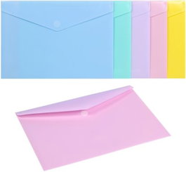 CARCHIVO Paquete de 10 carpetas sobre de polipropileno con cierre velcro colores pastel